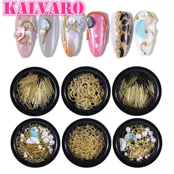 

1 Box Fashion Hollow Out Nail Glitter Gold Star Moon Line Mixed Design For Nail Art Decorations Manicure Salon Accessories Tips