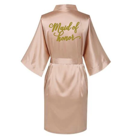 Rose Gold Satin Silk bride robe Wedding Robe Bridesmaid Bride Dressing Gown bridesmaid robes