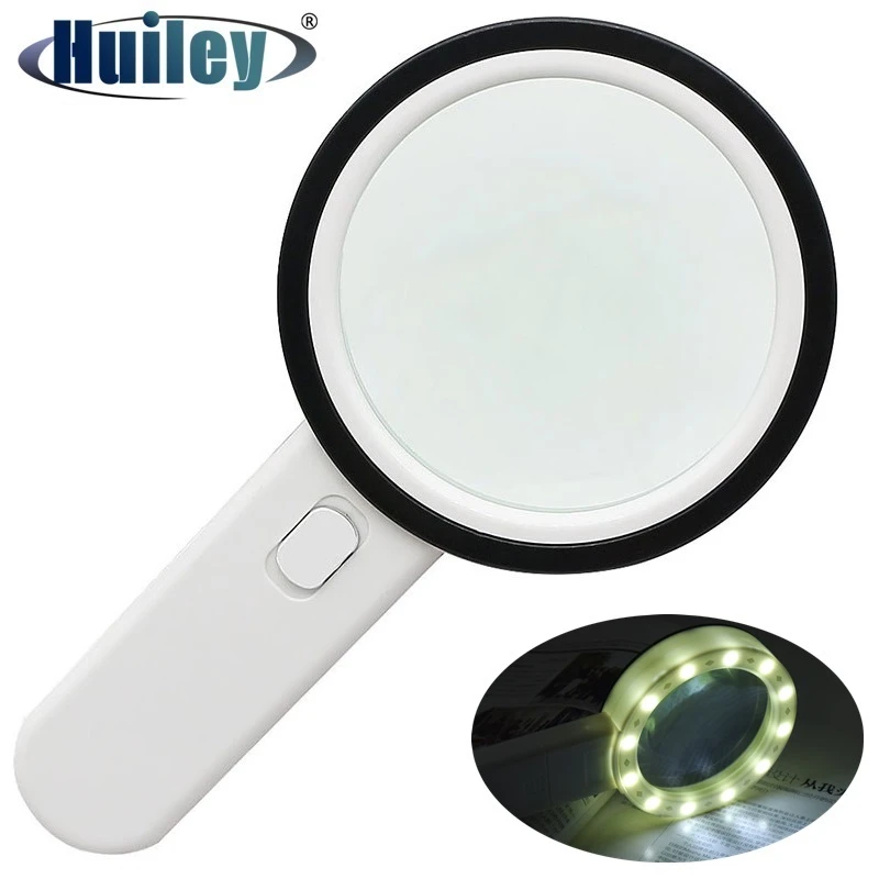 10X LED Magnifying Glass Hand Held Illuminated Magnifier Lighting Large
