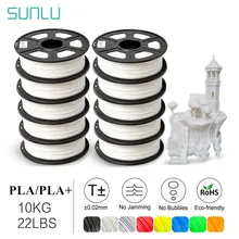 SUNLU 1.75mm PLA Filament For 3D Printer Filaments PLA 3d Biodegradable Filament Dimensional Accuracy +/-0.02mm 10 Rolls/ set