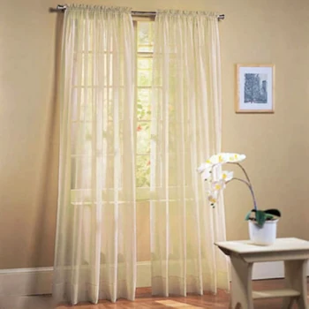 

Solid Color Transparent Curtain Panel Curtains Elegant Durable Sturdy Window Screening Wedding Banquet Home Window Decoration
