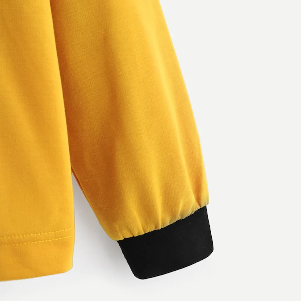 JAYCOSIN Fashion Women Zipper Hoodie Color Block Sweatshirt Casual Simple Loose O-Neck Comfortable Soft Jumper Blouse