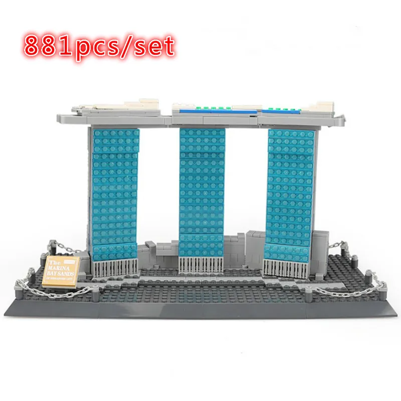

New World famous architectural MARINA BAY SANDS fit city Building Blocks Bricks DIY Toys For Children Birthday gift