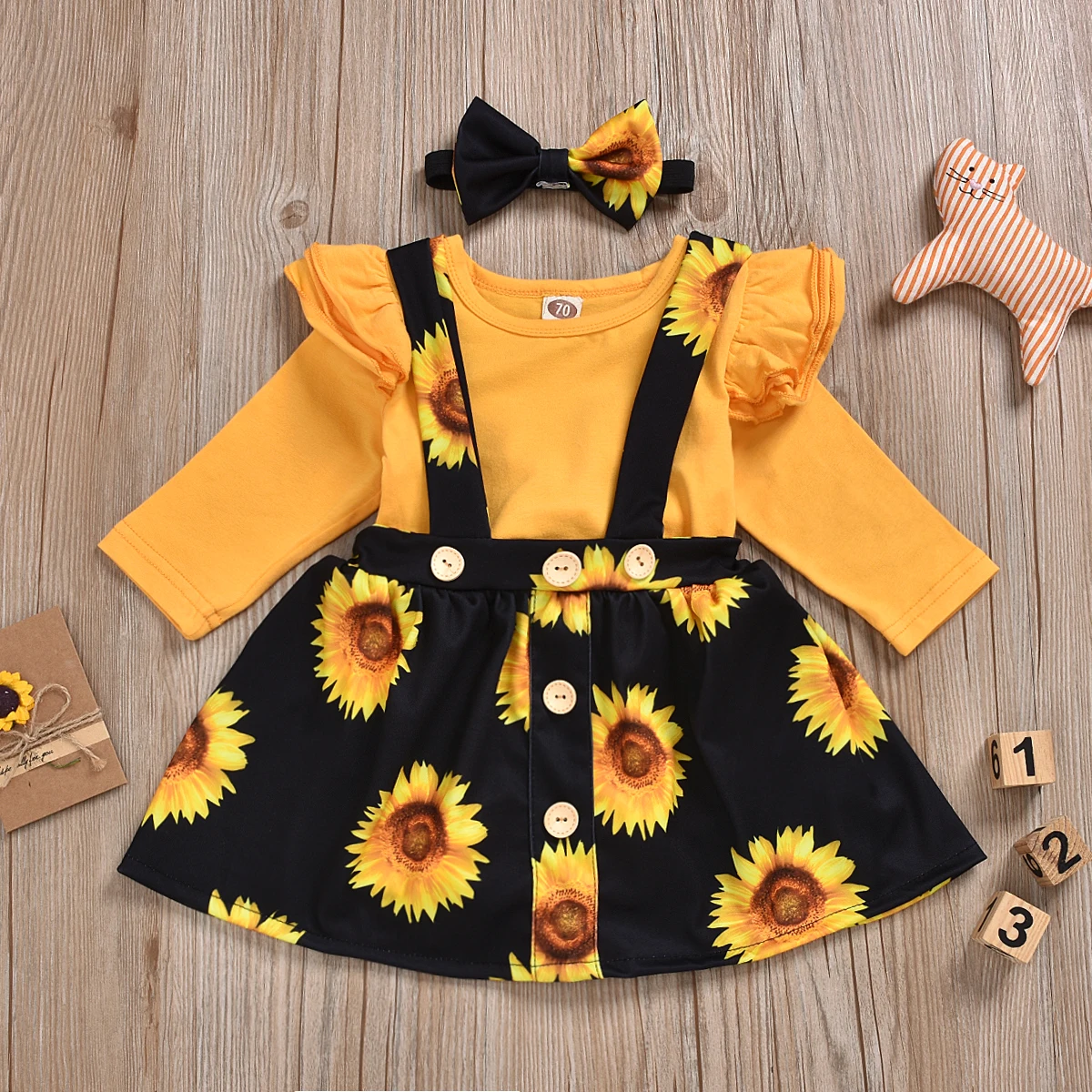 baby clothing set red	 Citgeett Autumn 0-24M 3PCS Newborn Baby Girl Infants Clothes Cotton Romper Sunflower Skirt Outfits Set baby knitted clothing set