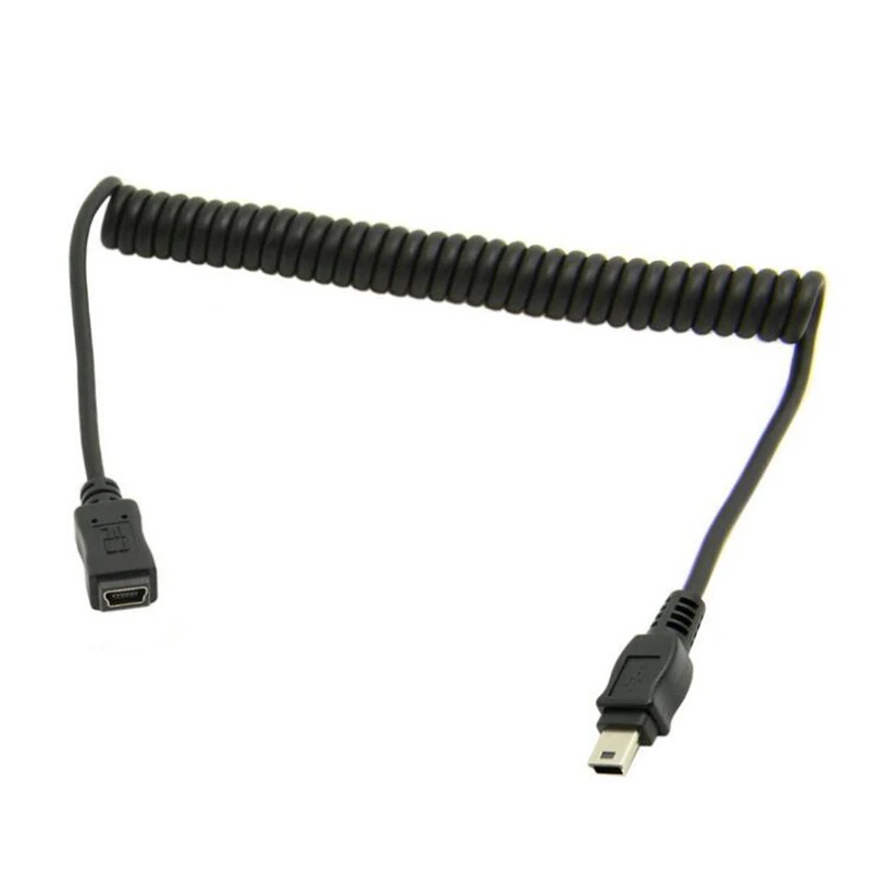 USB 2 0 mini usb 5 pin штекер гнездо Удлинительный адаптер Спиральный кабель 1 м