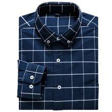Мужская клетчатая Повседневная рубашка с длинным рукавом на пуговицах с левым нагрудным карманом стандартная удобная мягкая хлопковая рубашка