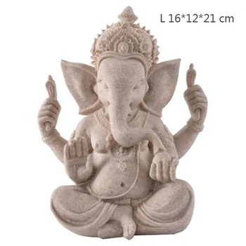 

[HHT] Sandstone Crafts Sculpture Sitting Meditation Buddha Statue Elephant Ganesha Sculpture Incense Burner Feng Shui Decoration