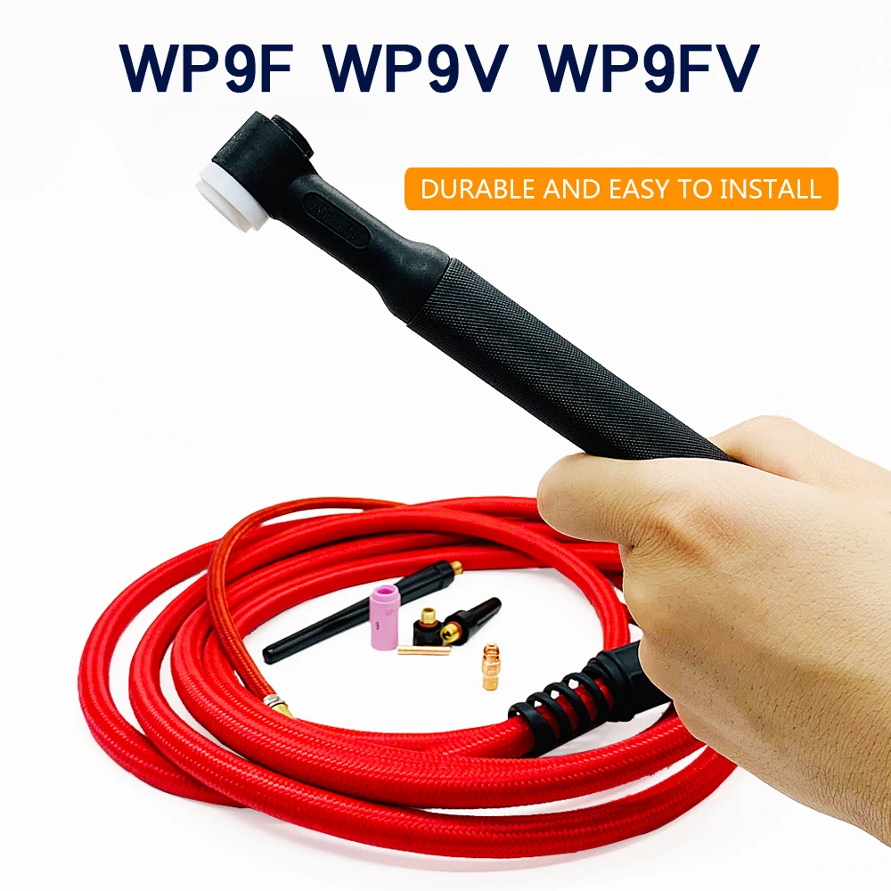 WP9F WP9V WP9FV 4M Red Super Soft Hose Braided Air-Cooled Complete TIG Welding Torch 35-70 Connector