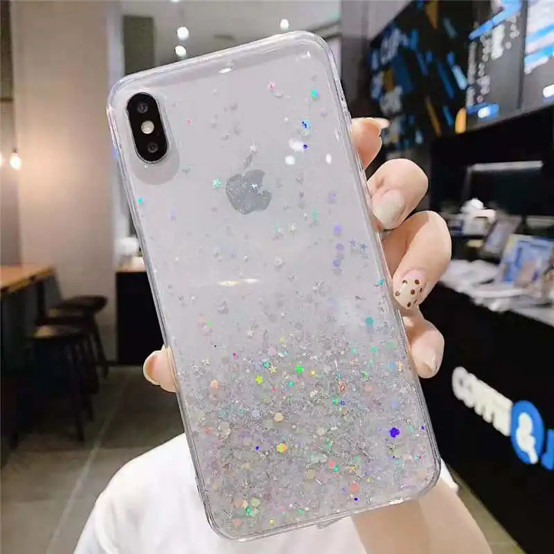 

Fashion Silver Foil Bling Glitter Clear Soft Case For Redmi K20 Pro Cover For Xiaomi Mi 9 8 Lite 8SE 6X mi9T Cases