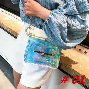 

Women Laser Handbag Clear Transparent Small Flap Messenger Bag Crossbady Bag Shoulder Bag