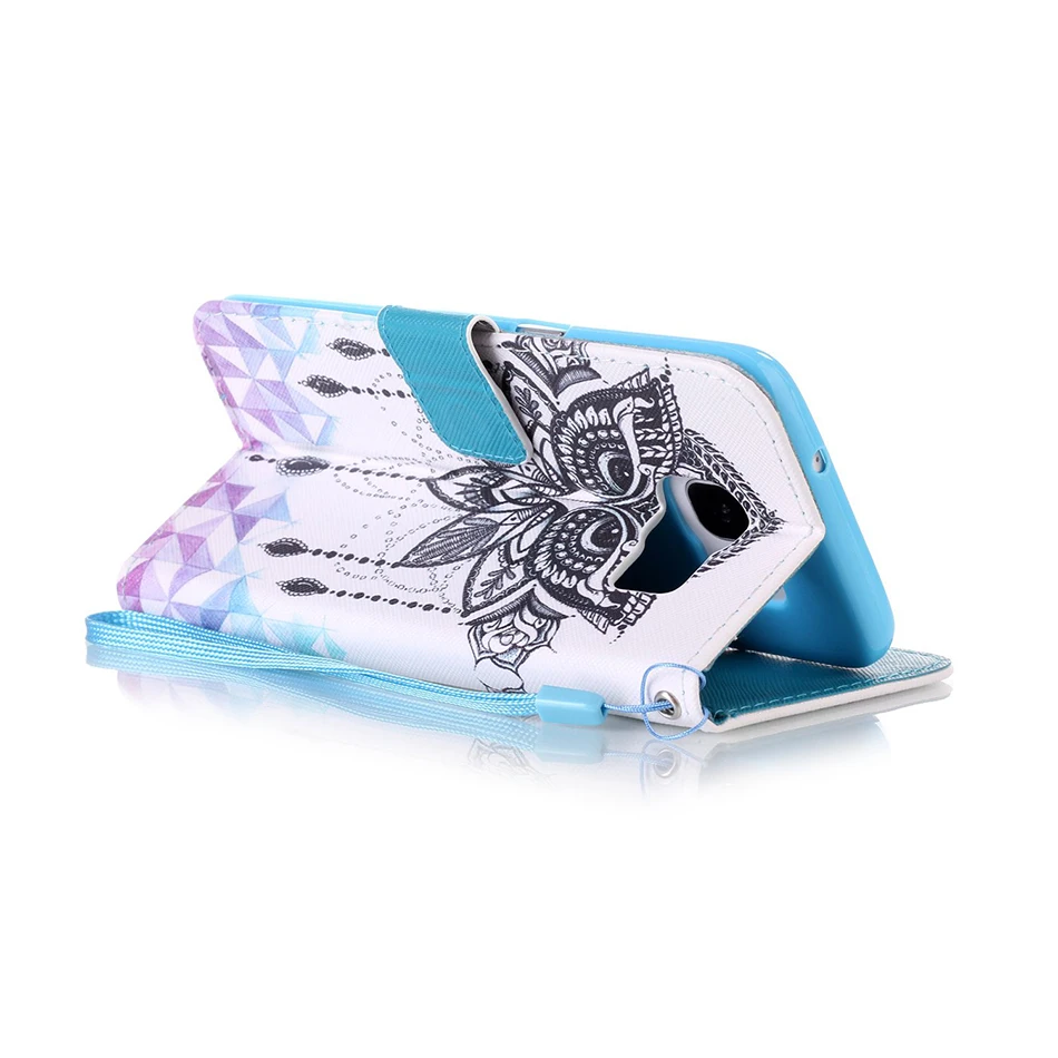 Чехол книжка с рисунком Совы и цветов для Samsung Galaxy S5 S6 S7 Edge A3 A5 J5 A310 A510 J510 J3 J310 2016