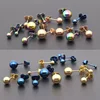 AsJerlya 2PC Surgical Steel Silver Color,Black,Gold,Rose Gold Color Ball Stud Earrings Punk Ear Tragus Ear Piercing Stud Earring 2