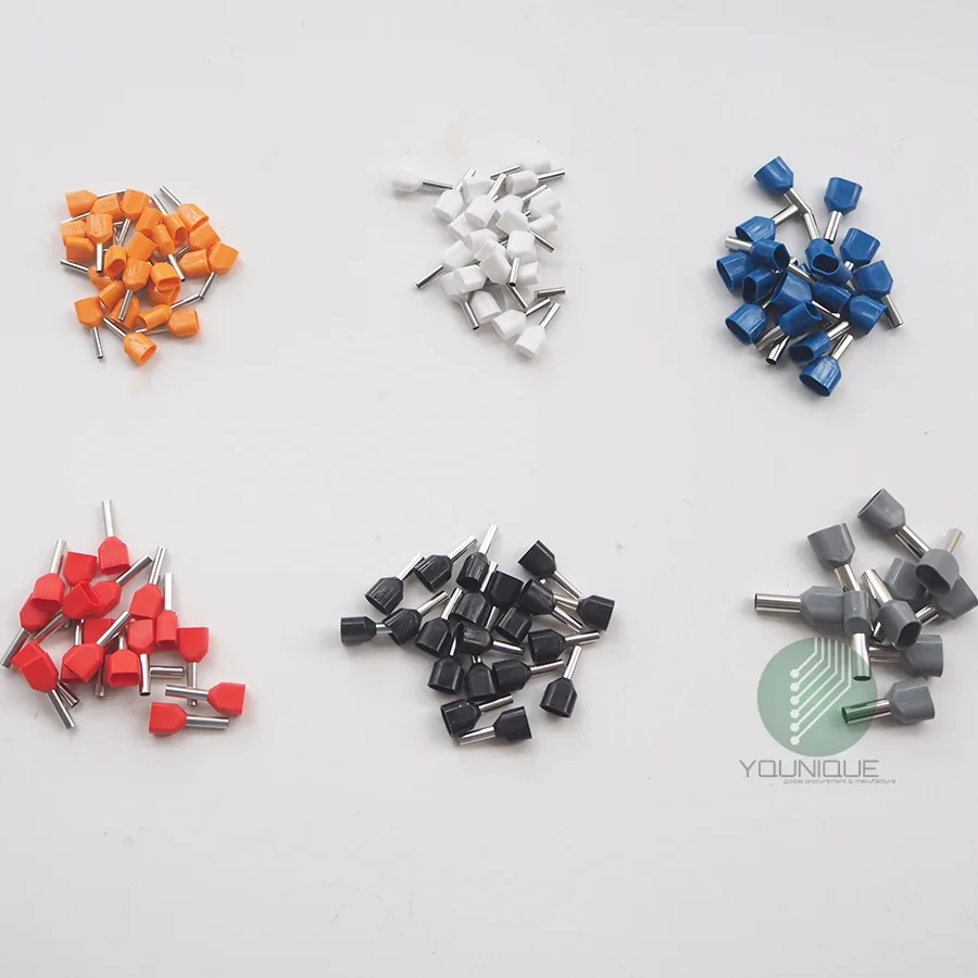 All Sizes Insulated Twin Cord End Terminals Double Entry Bootlace Ferrules