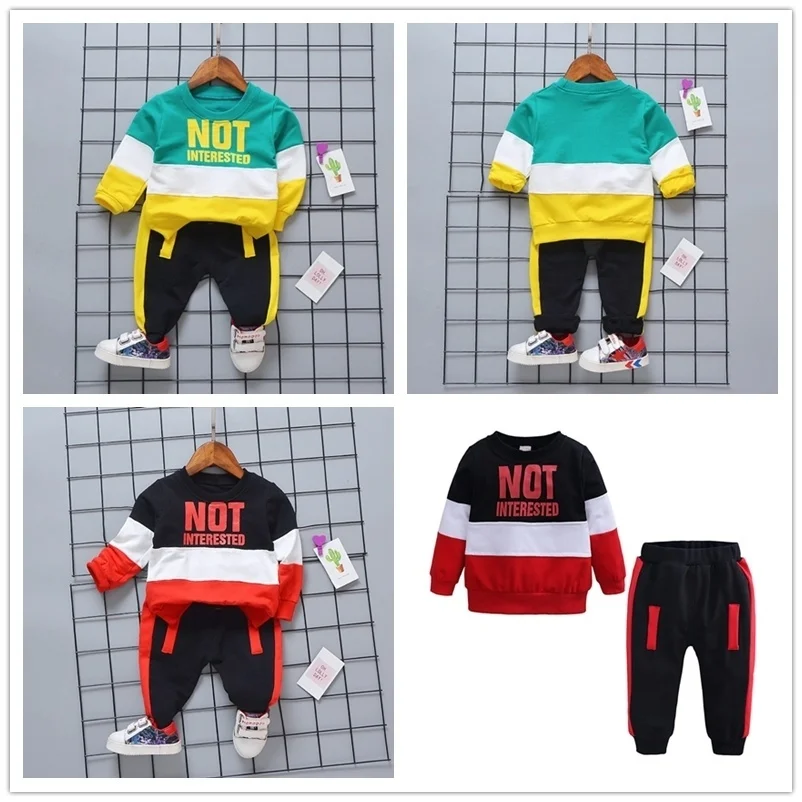 Fashion Spring Autumn Baby Girl Clothes Children Boys Casual Letter Jacket Pants 2Pcs/set Toddler Cotton Costume Kids Tracksuits