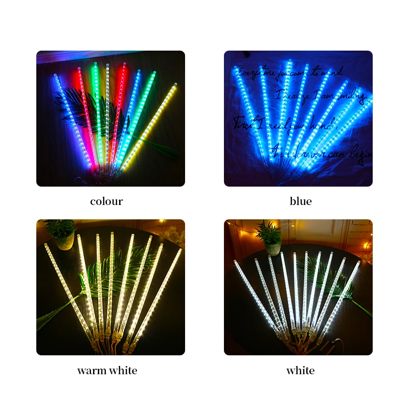 30cm 50cm 8 Tubes Waterproof Meteor Shower Rain LED String Lights Outdoor Christmas Decoration for Home Tree EU/US/UK/AU Plug