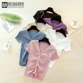 

Duckwaver New 2019 Autumn Winter Women's Sweaters V-Neck Minimalist Tops Fashionable Korean Style Knitting Casual Solid