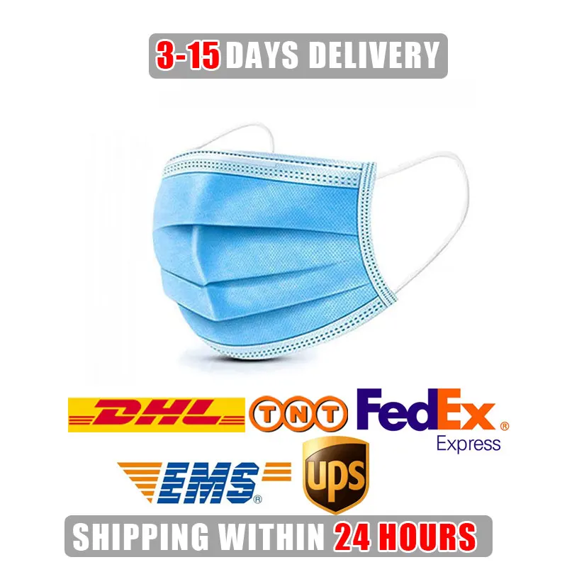 

Fast DHL Ship In STOCK 3 Layers 200PCS Mask dust protection Masks Disposable Face Masks Elastic Ear Loop Disposable Safety Mask