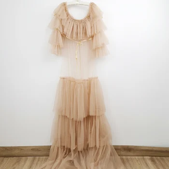 

Soft Maxi Long Ruffles Tulle Maternity Dress Photo Shoot Pregnancy Boob Tube Gown for Woman Photography Prop Baby Shower Gift