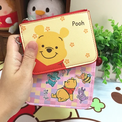 Disney winnie pooh Bear Anime Figures Cartoon Product Cosplay Accessories Casual Card Holder zipper Unisex Gift |
