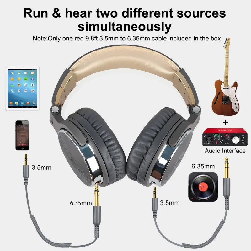 Cena Oneodio przewodowy monitorowania HIFI słuchawki Stereo Bass Studio mieszania zestaw słuchawkowy bez adaptera zamknięte powrót DJ słuchawki do komputera telefonu