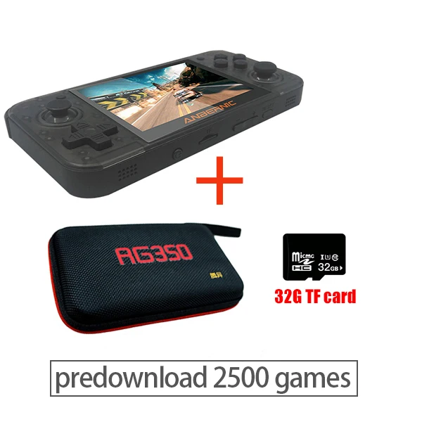 black with bag-TF Новейшая модель; RG 350 Ретро портативная игровая консоль, НЧ-динамик, Bluetooth мини игровая консоль Ретро 64bit opendingux 3,5 дюймов ips экран 2500+ игры - Цвет: black with bag-TF