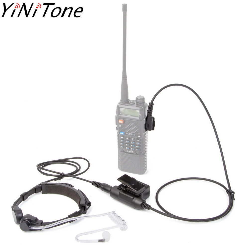 YiNiTone Walkie Talkie Microphone Heavy Duty U94 PTT Neck Throat Mic Radio Tactical Air Tube for Baofeng Kenwood  TYT Earpiece