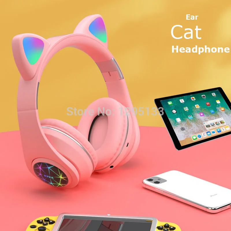 M2 Cat Ear Headphones With LED Flash Light Bluetooth 5 0 Young People Kids Girls Headset gaming Bluetooth Headphones for phone p