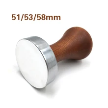 

Barista Tools Kitchen Accessories 51/53/58mm Espresso Tamper Food Grade Flat Base Coffee Bean Powder Wooden Handle Press Hammer