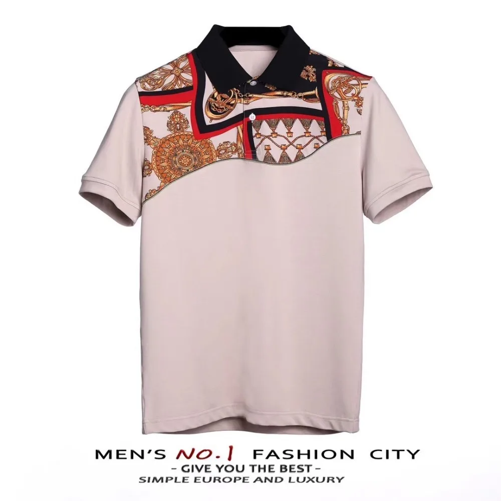 AH11630Fashion мужские топы и тройники Подиумные Роскошные известный бренд Европейский дизайн Короткие вечерние футболки с принтом мужская одежда