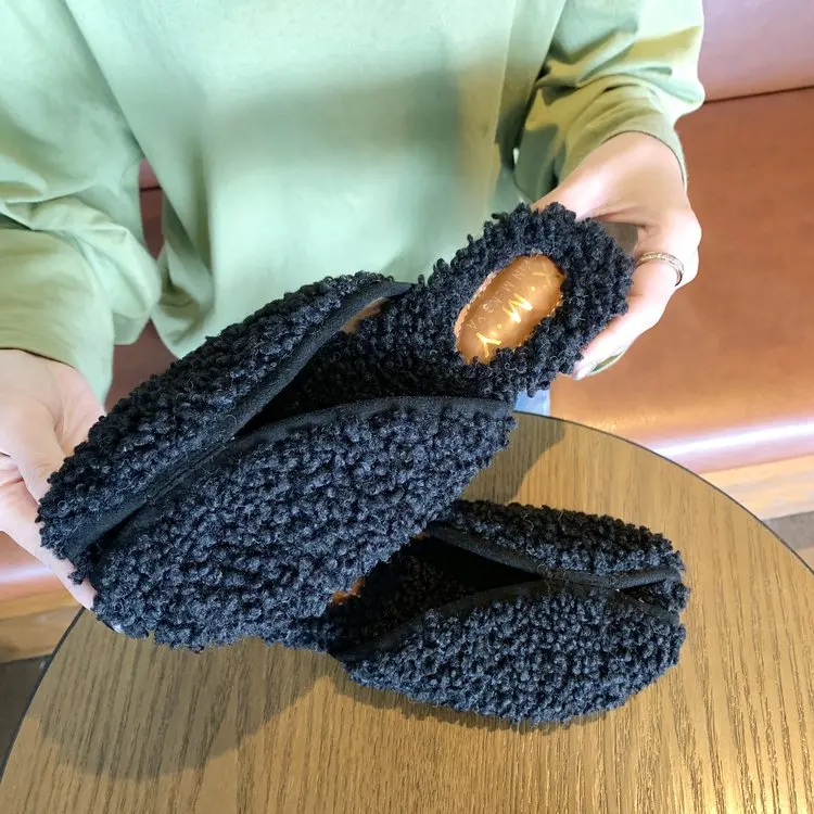 black Г., новые женские осенние тапочки на плоской подошве с фигурными волосами, модный бант с кристаллами, женские домашние сандалии с открытым носком - Цвет: black