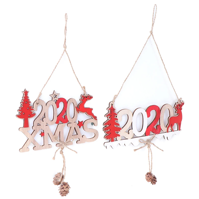 

1PC 2020 Xmas Wooden Ornament 3D 2020 Xmas Christmas Tree Hanging Ornament New Year Home Decoration Christmas Decoration Pendant