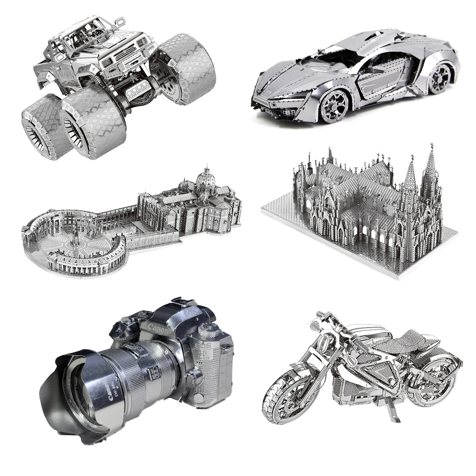 

3D Metal Puzzle St. Petersburg Cathedral motorcycle Sports car camera model KITS Assemble Jigsaw Puzzle Gift Toys For Children