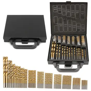 

99pc iron box high-speed steel titanium-plated twist drill straight shank drill hand drill 99PCS drill round shank-1 box