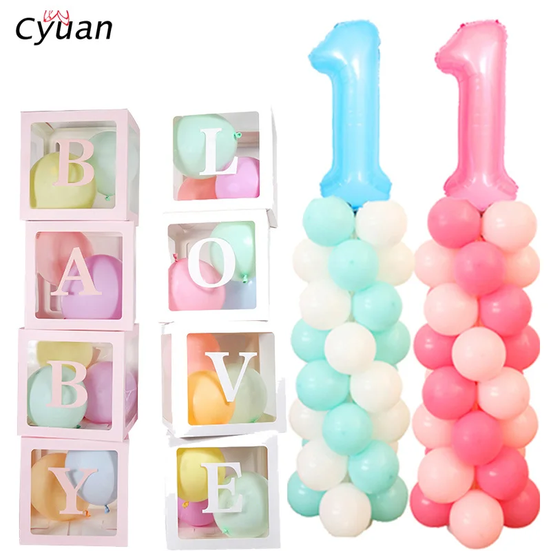 

Cyuan Transparent Balloons Holder Box 1st Birthday Number Balloon Column Stand Baloon Support for Baby Shower Birthday Supplies