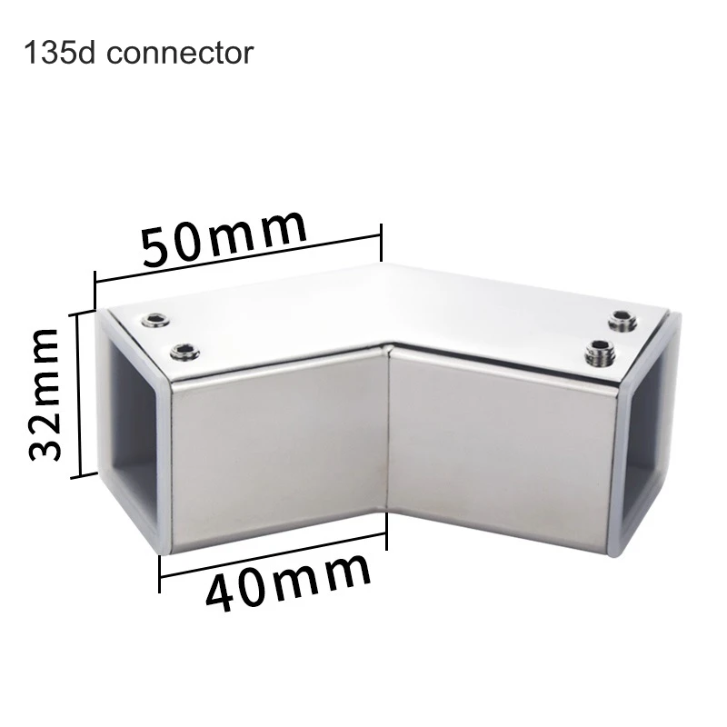 135degrees connector 304 зеркальный эффект из нержавеющей стали квадратная душевая тяга снасти для удочки ванная комната стекло фиксированный зажим вытяжной фланец для шкафа глянцевый Т-образный - Цвет: 135degrees connector