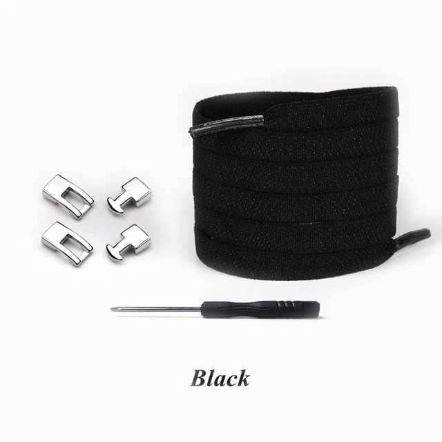 Elastic Cross buckle ShoeLaces New 1 Second Quick No Tie Shoe laces Kids Adult Unisex Sneakers Shoelace Lazy Laces Strings black