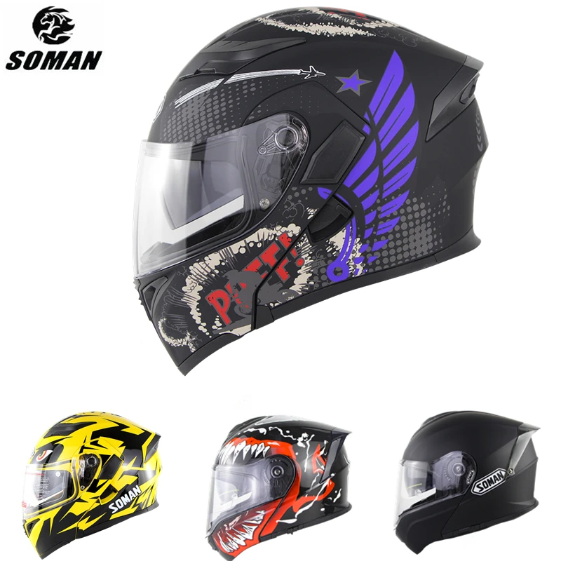 Motorcycle Full Face Helmet Dual Lens Yellow Modular Motorcycle Helmet Dot Approved Flip Up Casco Moto ECE Men Motorbike Casque