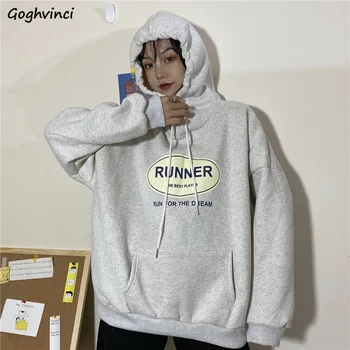 

Hoodies Womens Front Pockets Printed Oversize Stylish Ulzzang Females Sweatshirt Kpop Loose Harajuku Popular Leisure Simple New