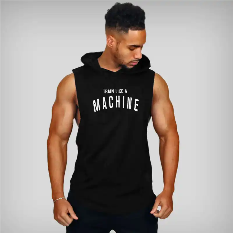 hooded vest mens gym