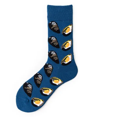 Jerrinut мужские хлопковые повседневные забавные носки с принтом счастливые милые носки с героями мультфильмов модные теплые осенне-зимние носки с героями мультфильмов 1 пара - Цвет: Blue oyster