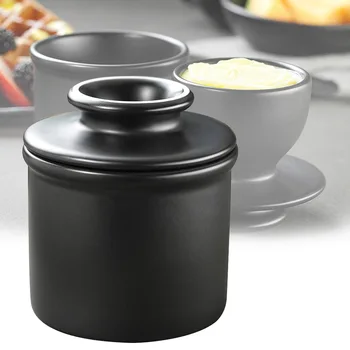 

Matte Black Porcelain Butter Keeper Crock - French Butter Dish - No More Hard Butter - Perfect Spreadable Consistency