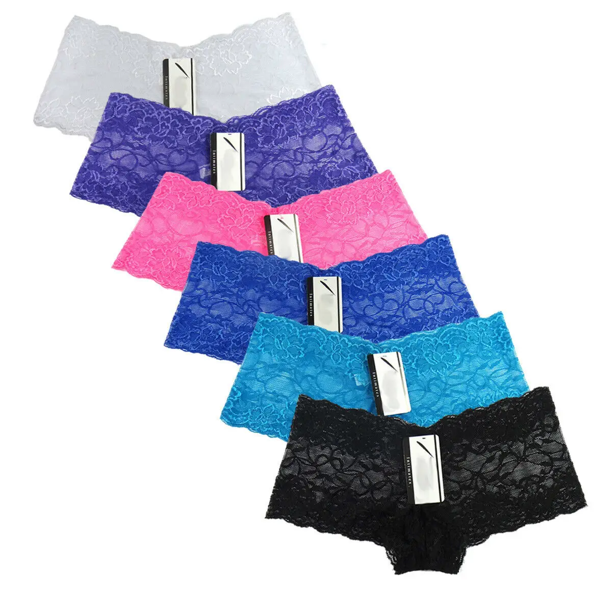 Pack of 6 Womens Ladies Lace French Knickers Briefs Seamless Underwear