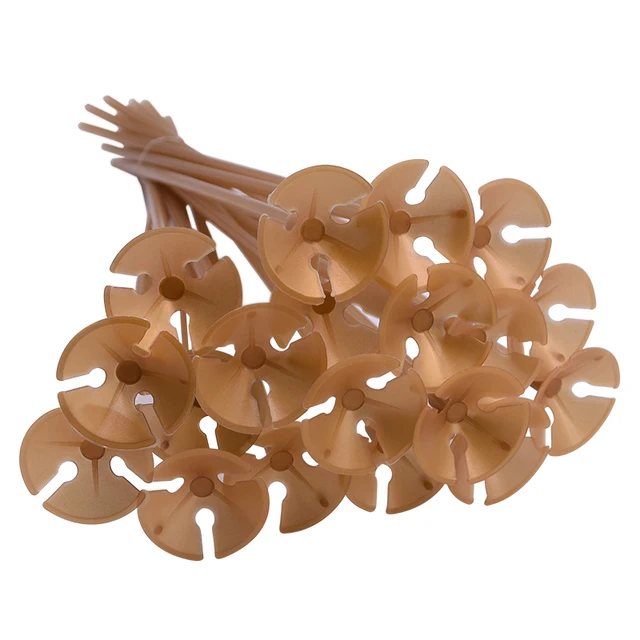10-50pcs 30cm Latex Balloon Stick Multicolor Plastic Balloon Holder Cups for Wedding Birthday Decoration Accessories B07-Brown