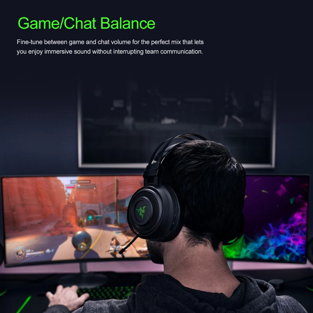 Razer Nari Беспроводная игровая гарнитура наушники THX пространственное аудио