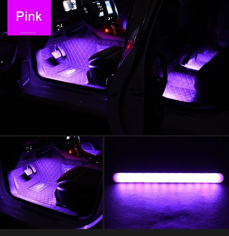 4 шт. автомобильный атмосферный светильник s автомобильный RGB дорожка напольный светильник с пультом дистанционного управления 12 В светодиодный музыкальный голосовой звуковой контроль декоративные лампы