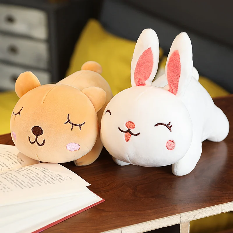 

28/55cm Cute Sleeping Rabbit & Bear Plush Toys Sofa Cushion Stuffed Animals Doll Soft Baby Pillow for Children Kids Girls Gift