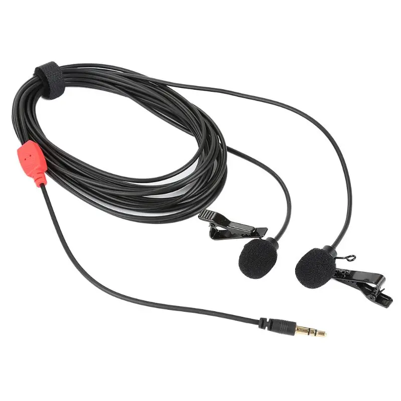 

1Set 1Set VD-S2 Single/Dual-head Lavalier Lapel Omnidirectional Clip-on Microphone for Interview Lecture for Smartphone Mobile