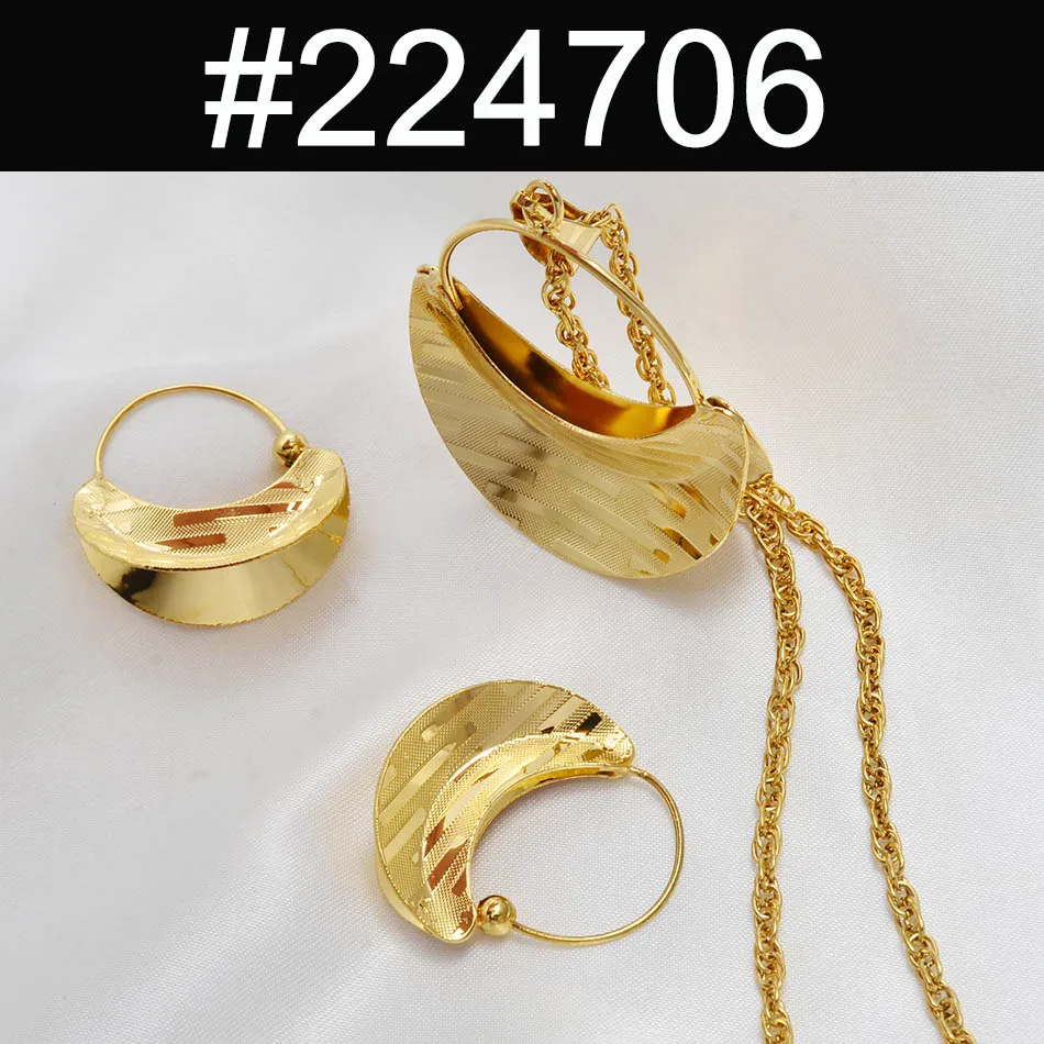 Anniyo комплекты ювелирных изделий в африканском стиле, ожерелья с подвесками, серьги для женщин и девочек, золотой цвет, Гана, Нигерия, эфиопские свадебные подарки#224506 - Окраска металла: 224706