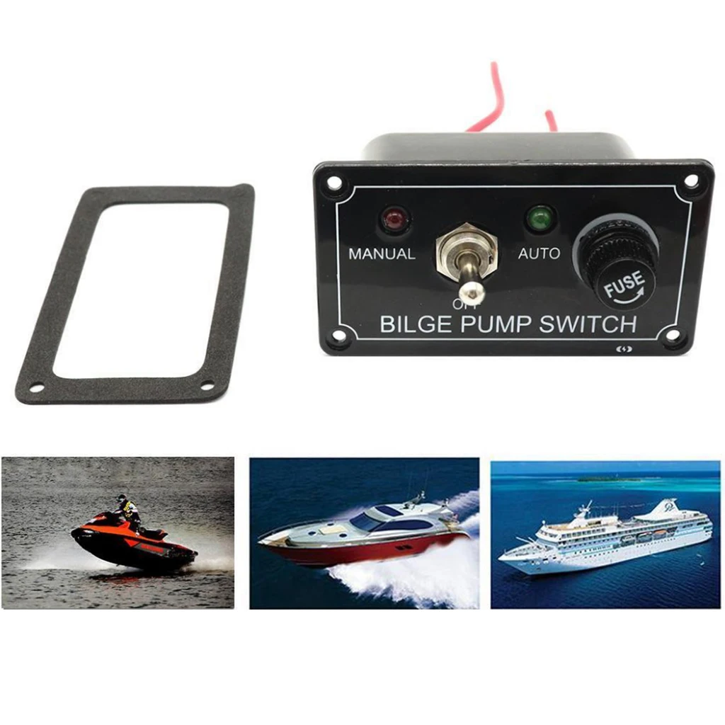12VDC Bilge Pump Switch Control Panel LED Marine Manual / Off / Auto