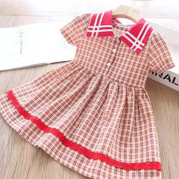 

2020 Summer Girl's Plaid Dress Children's Clothing Wholesale